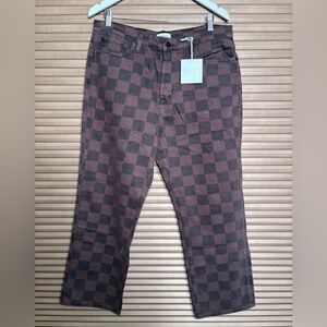 Pistola Brown Checkered Straight Jeans